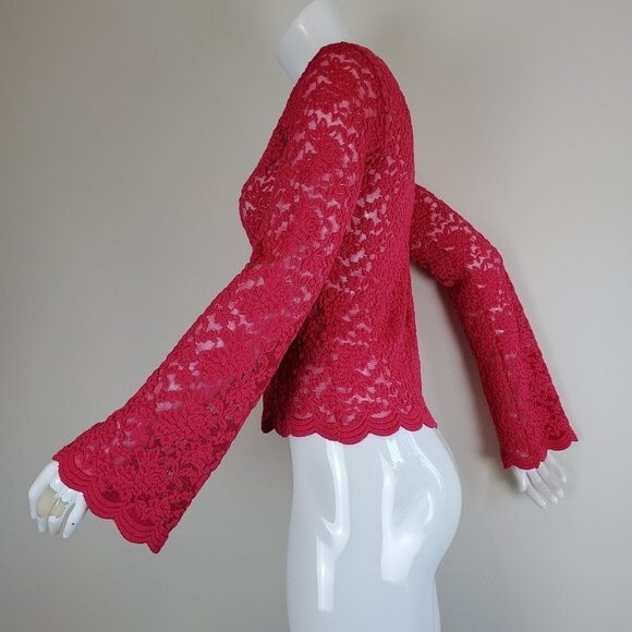 Vintage Y2K Forenza Pink Lace Bell-Sleeved Top - Picture 1 of 7